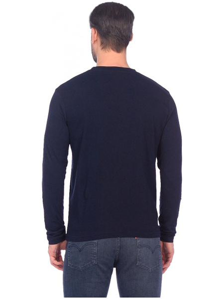 Футболка длинные рукава темно-синияя 160г/м2