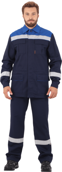 Костюм мужской АНТИСТАТ от МВ и ОПЗ, от стат. элект. (куртка, п/ком)  т.синий/вас. КОС 583 (ЧЗ)