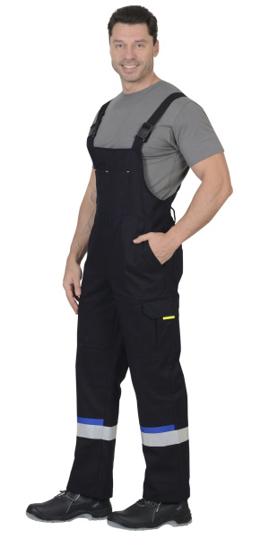 Костюм "БОСТОН": куртка, п/комб. синий с вас. и чер. отд. (узб.Саржа) пл. 320 г/кв.м (ЧЗ)