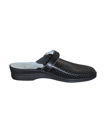 Сабо женские чёрные, кожа, ПВХ, с ремешком Step