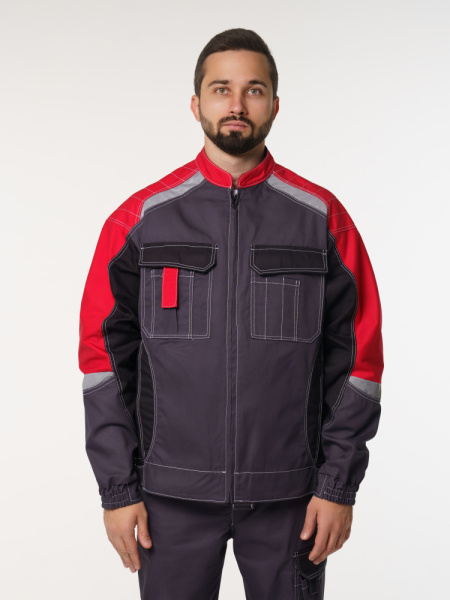 Куртка мужская Фаворит-Мега №116 серый с красным, черным (ЧЗ)