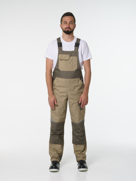 Полукомбинезон рабочий мужской №116 бежевый, хаки, СОП, ткань Канвас 