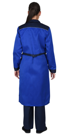 Халат "Сириус-ТЕХНОЛОГ" женский (тк. смесовая) василёк с тёмно-синим