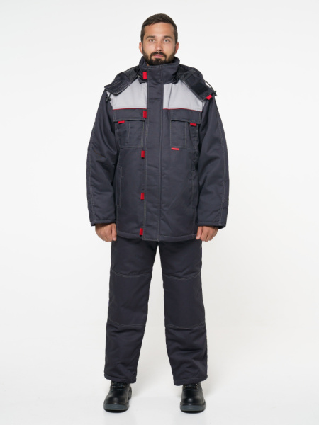 Костюм "Фаворит" зимний: куртка дл., брюки тёмно-серый с серым