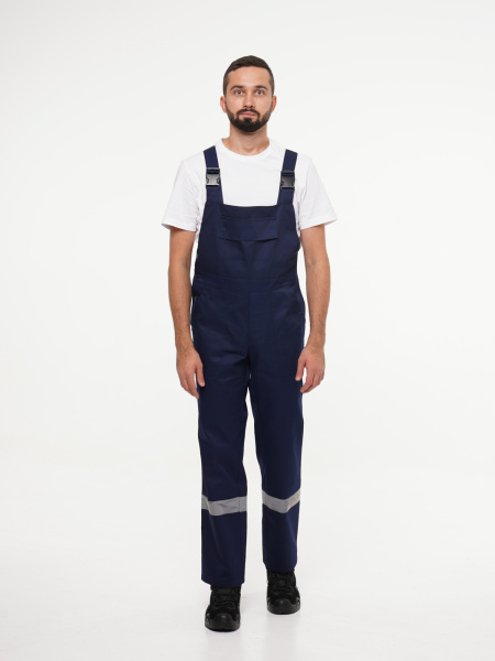 Костюм рабочий мужской №114 (куртка, полукомбинезон) тёмно-синий с васильковым СОП (ЧЗ)