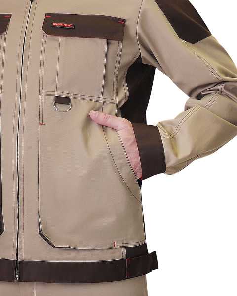 Куртка "СИРИУС-ДЖЕТ Браун" короткая песочная с т.коричневым (ЧЗ)