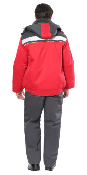 Куртка "ФАВОРИТ" зимняя кор., мех.ворот, цв, красный с серым и лим. кантом, СОП 50мм. (ЧЗ)