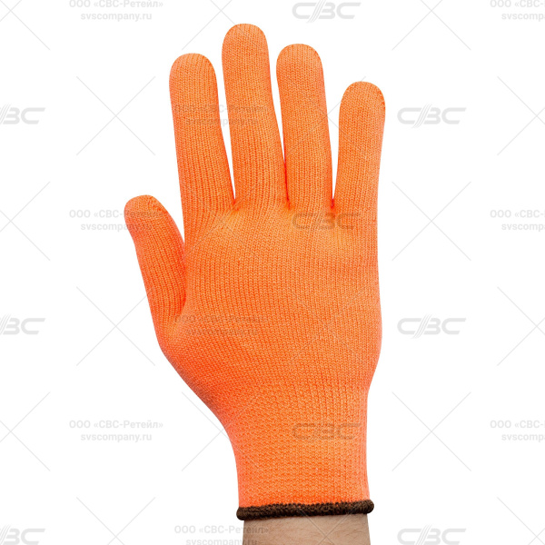 Перчатки зимние акриловые с ПВХ, цвет оранж., 10 кл. РУБИФРОСТ арт. ac31pd 