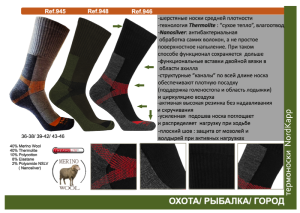 Термоноски NordKapp арт. 946 green